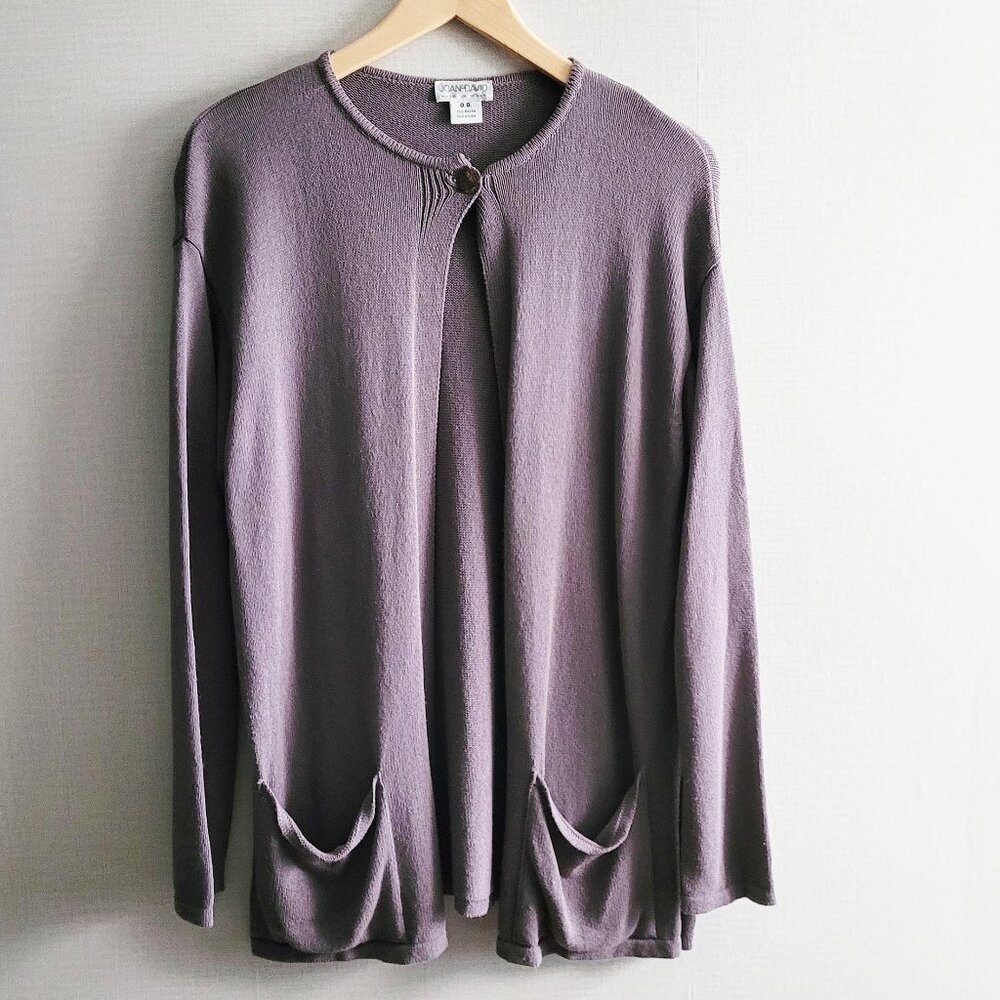Joan & David Cardigan Womens OS One Size Light Purple Long Slouchy Pockets Italy